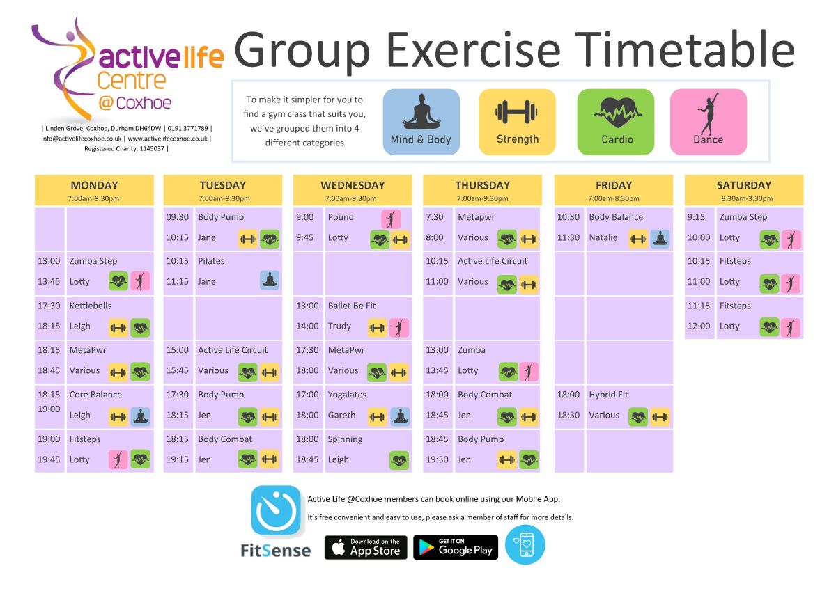 Gym and Fitness classes at Active Life @ Coxhoe, plus personal training